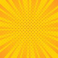 Bright yellow background with circular sunbeams from center. vector