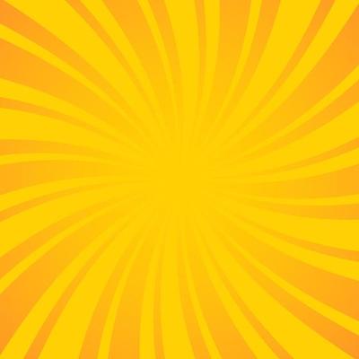 Background of twisted sunburst. Swirl yellow design with orange stripes.