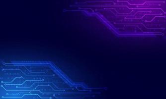 circuit board technology background. purple and blue light  banner.electronic system concept. vector
