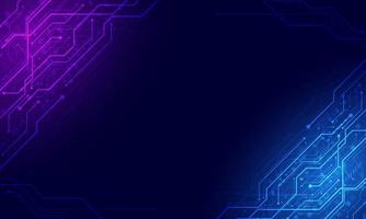 circuit board technology background. purple and blue light  banner.electronic system concept. vector