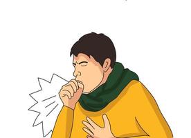 Man coughs. Vector illustration