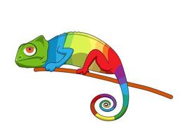 Multicolored chameleon lizard animal design isolated on white background. Logo or icon design. Flat vector illustration