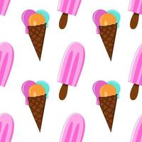 Colorful ice cream summertime vector seamless pattern