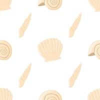 Empty seashell flat vector seamless pattern background.
