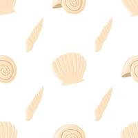 Empty seashell flat vector seamless pattern background.