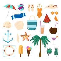 Summertime relax colorful elements vector isolated collection