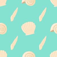 Empty seashell flat vector seamless pattern background