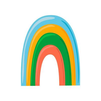 Cute colorful rainbow 1970 style vector isolated illustration