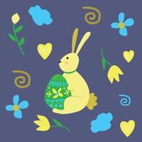 vector illustration of easter bunny with egg