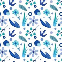 Seamless vector pattern with flowers and leaves