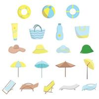 beach accessories set vector