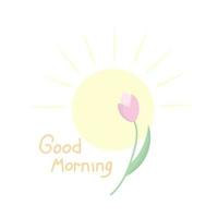 tulip and text good morning vector