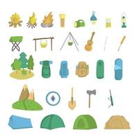 set camping in doodle style vector