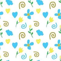 Seamless vector pattern with flowers and leaves