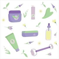 set of facial skin care vector