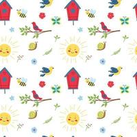 Spring seamless pattern. Flat vector illustration