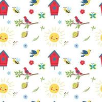 Spring seamless pattern. Flat vector illustration