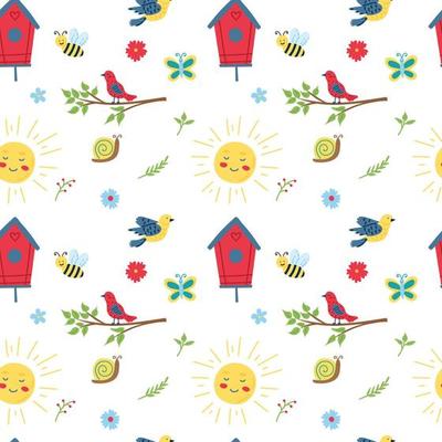 Spring seamless pattern. Flat vector illustration