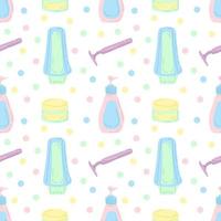 Seamless pattern of bathroom items. Flat vector illustration