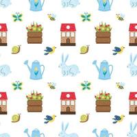 Spring seamless pattern. Flat vector illustration
