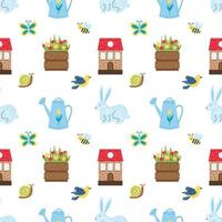 Spring seamless pattern. Flat vector illustration