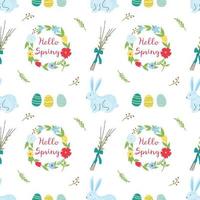 Spring seamless pattern. Flat vector illustration