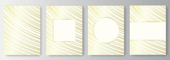 Set Collection of white backgrounds with golden lines and frames