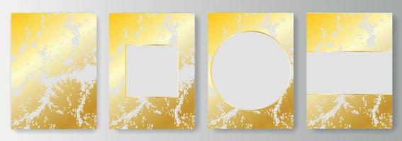 Set Collection of gold backgrounds with adstrak gray pattern and frames vector