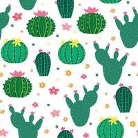 Bright Decorative Seamless Pattern with Blooming Cacti vector
