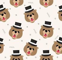 Head teddy Bear sameless pattern vector