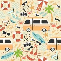 Summer on the beach seamless pattern vector