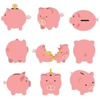 Set of the  Piggy bank set vector