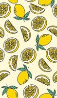 Fresh lemon Fruits seamless pattern vector