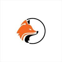 red fox logo simple round circle head vector