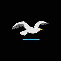 flying seagull logo simple cartoon bird illustration vector