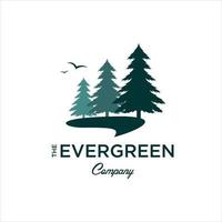 Pine trees  modern illustration evergreen spruce vector