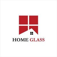 red square home window glass vector