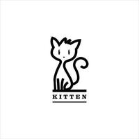 gato logo simple lindo de pie gatito vector