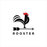 Rooster silhouette standing on arrow vector