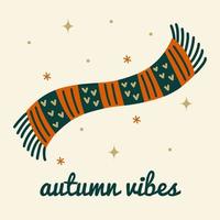 Warm knitted scarf vector icon. Cozy wool accessory isolated on white background. Striped autumn clothes for walking. Flat cartoon style, simple color doodle. Hand drawn