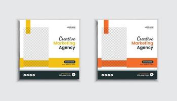 Flat marketing agency social media post and web banner template vector