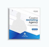 Creative marketing agency social media post and blue corporate web banner template layout vector