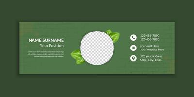 Green creative email signature and email footer template vector