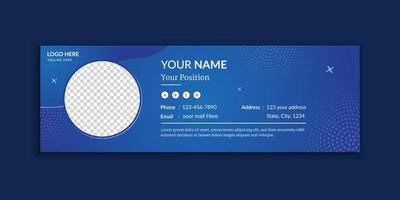 Blue modern unique email signature and email footer template vector