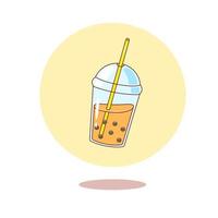 Linda caricatura de té con leche de burbujas. ilustraciones vectoriales vector