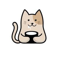 cute happy cat drink a milk flat vector style