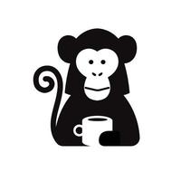 monkey with coffee cup vector