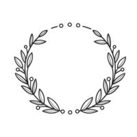 Vector isolated circle floral frame line art illustration