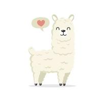 Cute lama or alpaca colorful hand drawn vector