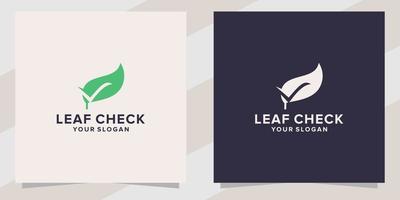 leaf check logo template vector